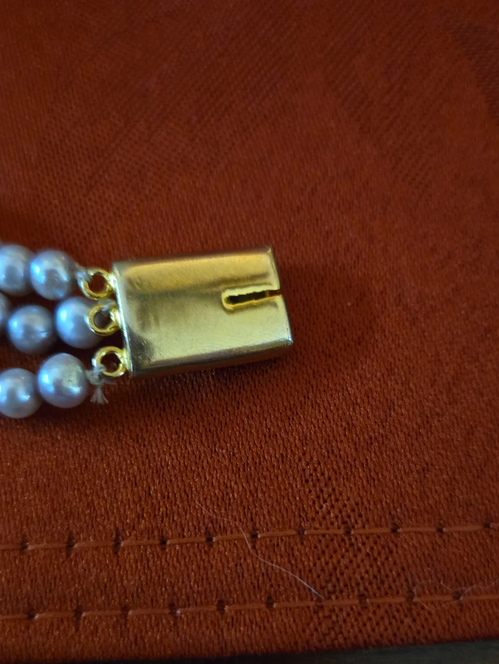 Triple-Row Pearl Bracelet with Gold Crystal Accents